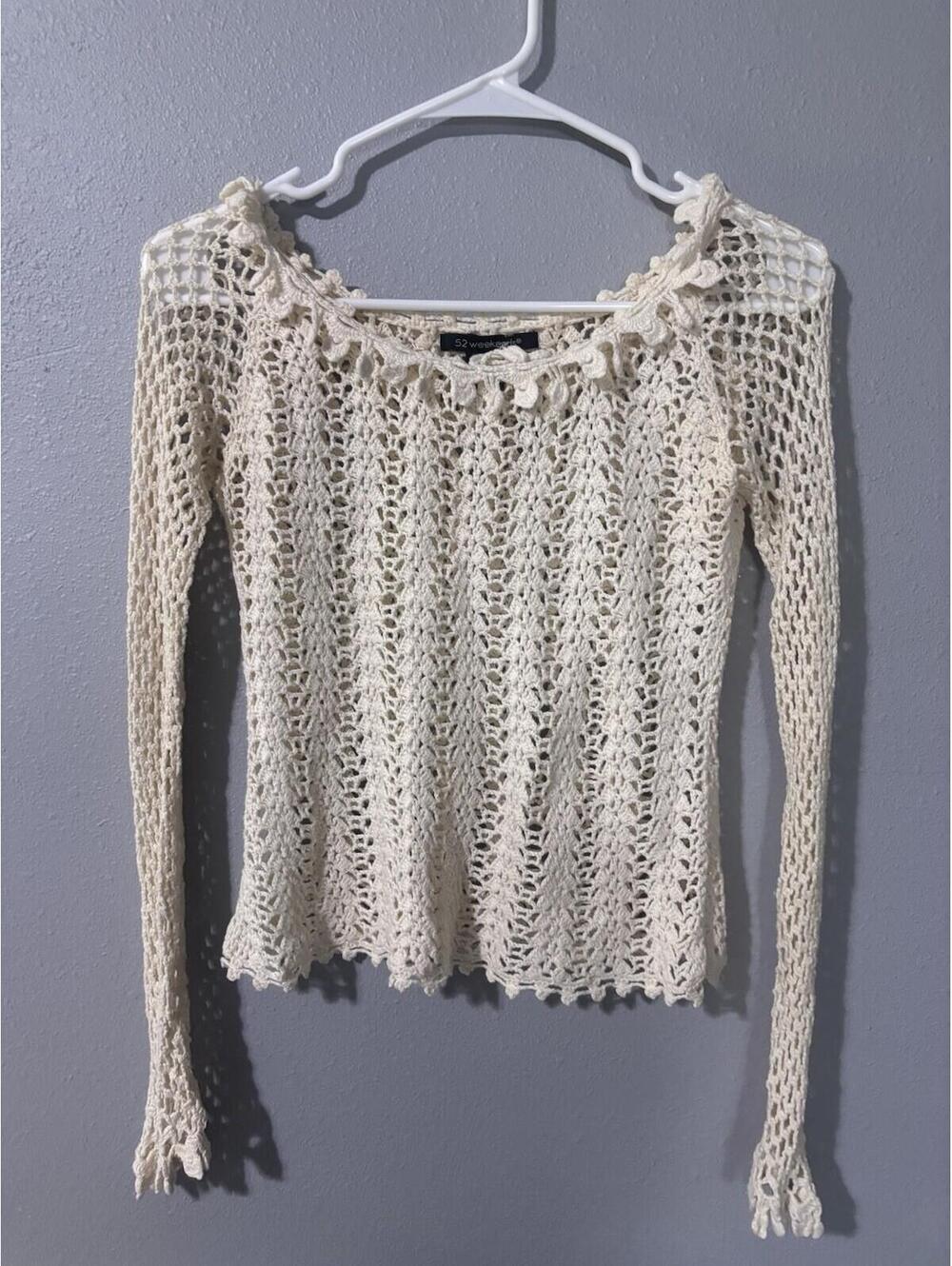 52 Weekends Ramie/Rayon Cricket Boho Cottage Core Sweater Size Medium EUC
